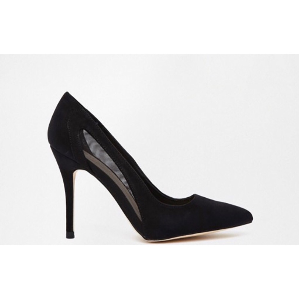 Black Mesh Heeled Pumps